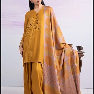 Pakistani designer Maria B Chic Mustard Long Sleeve Dress